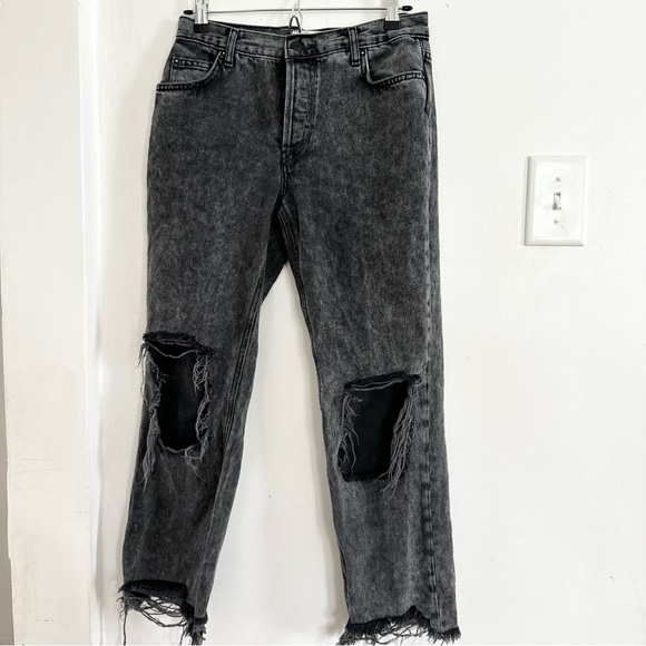 Free People Maggie Mid Rise Jeans Washed Black Size 26 - Picture 2 of 6